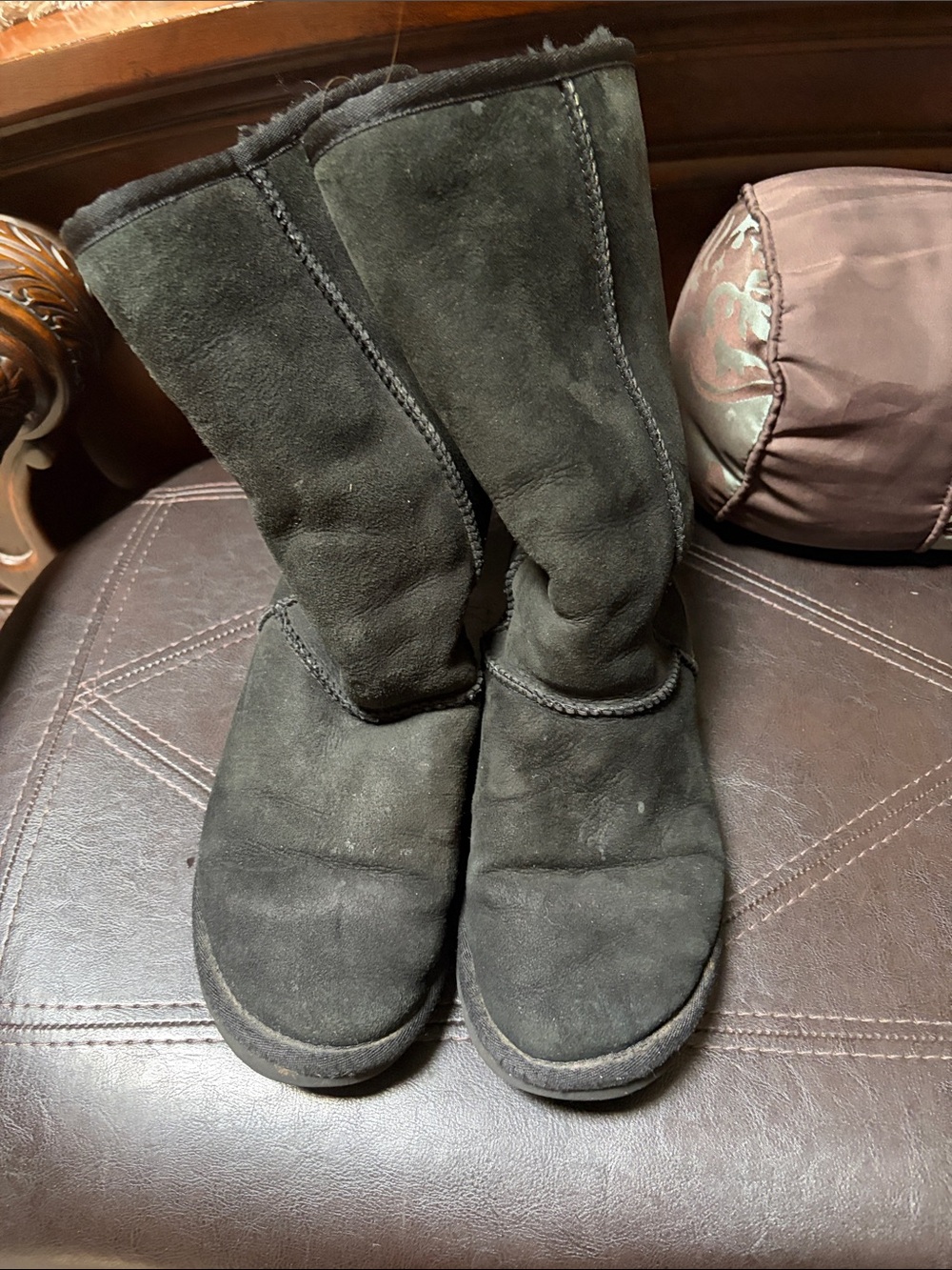 UGG Women's Black Suede Mid-Calf Winter Boots